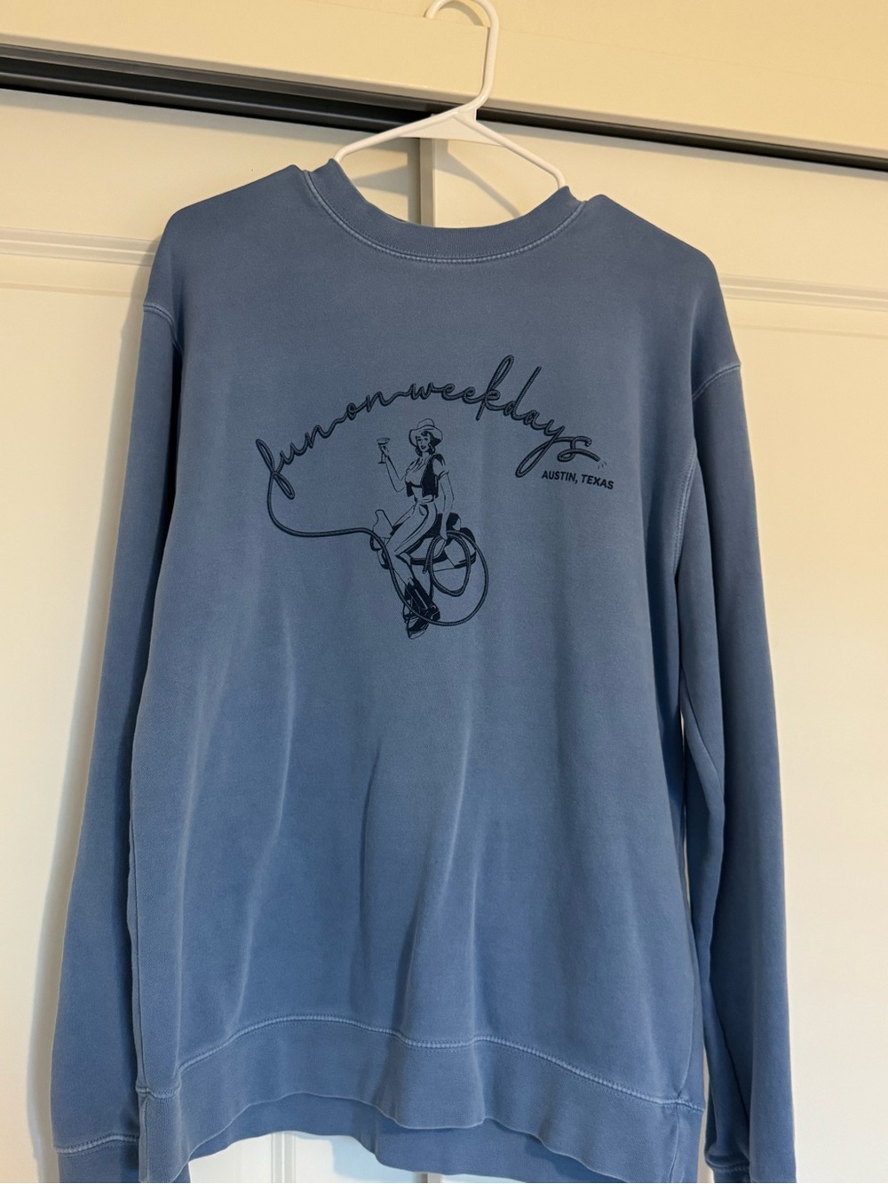 Fun on Weekdays Blue Graphic Crewneck